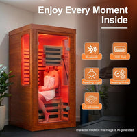 Infrared Sauna with Fda-Certified 660Nm & 850Nm Red Light Therapy | Full Spectrum, 1.4 Mg Ultra Low EMF, Fast Heat-Up, Canadian Hemlock, 7 Carbon Fiber Heaters, Easy Assembly, 1170W 110V