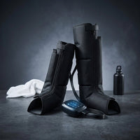 Air Compression Circulation Leg Massage Air Pressure Recovery Boots Power Pump Lymphatic Drainage Device Professional Athletes — Studio Shot