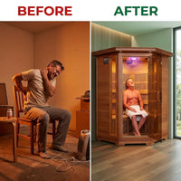 Hudson Bay 3-Person Cedar Corner Infrared Sauna with 7 Carbon Heaters — Before & After