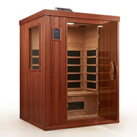 Hudson Bay 3-Person Cedar Corner Infrared Sauna with 7 Carbon Heaters — Studio Shot