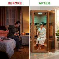 Infrared Sauna Built for Home Recovery, Canadian Cedar, 7 Carbon Heaters, 3-Person Corner Design — Before & After