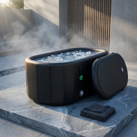 XXL Drop Stitch Ice Bath Tub for Recovery 216 Gal, Compatible with Water Chillers, Cold Plunge Tub with Insulated Lid, Multi-Layer Portable Bathtub for Cold Water Therapy(59In*32.2In*27In) — Studio Shot