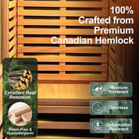 Infrared Sauna with Fda-Certified 660Nm & 850Nm Red Light Therapy | Full Spectrum, 1.4 Mg Ultra Low EMF, Fast Heat-Up, Canadian Hemlock, 7 Carbon Fiber Heaters, Easy Assembly, 1170W 110V