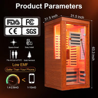 Infrared Sauna with Fda-Certified 660Nm & 850Nm Red Light Therapy | Full Spectrum, 1.4 Mg Ultra Low EMF, Fast Heat-Up, Canadian Hemlock, 7 Carbon Fiber Heaters, Easy Assembly, 1170W 110V